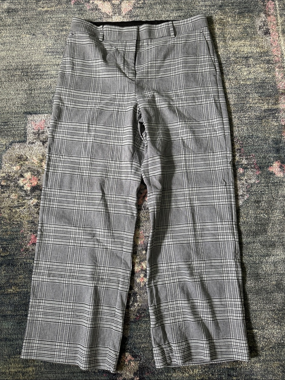 Ann Taylor 14 P Curvy Women’s Gray Plaid Wide Leg Pants Like New!
